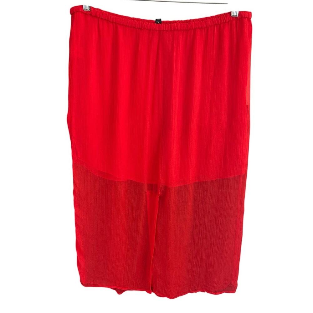 J Crew Gwyneth Cupro Slip Midi Skirt Womens L Pink Red Sheer NWT - Picture 2 of 12